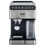 Espressor de cafea Zass, 16 bari, 1350 W, rezervor 1.8 L, rezervor lapte 0.5 L, panou Touch, inox, Zass