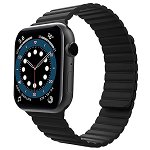 Curea iUni compatibila cu Apple Watch 1/2/3/4/5/6, 42mm, Silicon Magnetic, Black