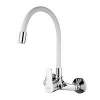 Baterie bucatarie cu pipa flexibila Invena Verso alb - crom