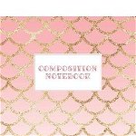 Composition Notebook: Wide-Ruled Coral Mermaid Style Fish Scale Design - Happy Print Press, Happy Print Press