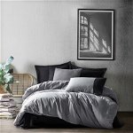 Lenjerie de pat pentru o persoana (FR), Plain - Grey, Black, Cutie de bumbac, Bumbac Ranforce, Cotton Box