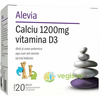 Calciu 1200mg Vitamina D3 20 Plicuri, ALEVIA