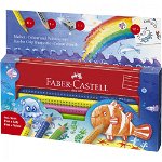 Set creioane 8 culori si accesorii Jumbo Grip Ocean Faber-Castell 0