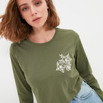 Trendyol, Bluza crop cu imprimeu, Bej, L