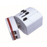 Adaptor priza SPACER universal + 2 x USB Alb