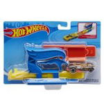 Set lansator portabil albastru si masinuta, Hot Wheels, 