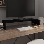 vidaXL Suport TV/monitor din sticlă, 80x30x13 cm, negru, vidaXL