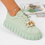 Pantofi Sport, culoare Verde, material Piele ecologica - cod: P7886, Estin