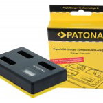 Încărcător triplu USB PATONA Pentru Canon NB-13L PowerShot G5 X G5X G7 X G7 X Mark II G7X G9 X G9X incl. Cablu USB tip C-1710, Patona