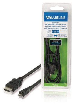 Cablu HDMI tata - micro HDMI HighSpeed Ethernet 1.0 m, negru