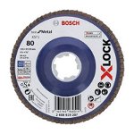Disc evantai pentru slefuire X-Lock Bosch, 115 mm, granulatie 80