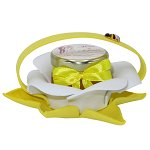 Marturii dulci cu miere, model handmade Bondarel - galben, borcan 30 gr - DSBC194