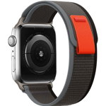 Accesoriu smartwatch Nylon compatibila cu Apple Watch 4/5/6/7/8/SE 38/40/41mm Black/Orange