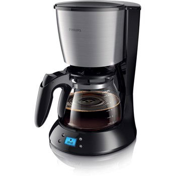 Cafetiera Philips Daily Collection HD7459/20, 1000 W, cana din sticla, afisaj LCD, aroma twister, cronometru, Negru