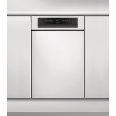 Masina de spalat vase semi-incorporabila Whirlpool WSBO3O34PFX, 10 seturi, 8 programe, Clasa D, 6th Sense, Power Clean, 45 cm