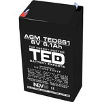 Acumulator 6V Stationar VRLA, Dimensiuni 70 x 48 x 101 mm, Baterie 6V 6.1Ah, TED Electric TED002938