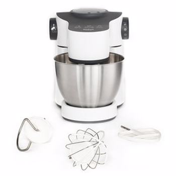 Robot de bucatarie Tefal Wizzo QB310138, 1000 W, Flex Whisk, Set pentru patiserie, Bol, Tocator, Alb/Inox