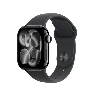 Apple Carcasă din aluminiu negru intens de 46 mm pentru ceasuri seria 11 GPS cu curea sport neagră - M/L MEUX4ET/A