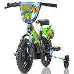 Bicicleta cu pedale, Dino Bikes, Dinozaur T-Rex, Cu roti ajutatoare, 12 inch, Pana la 40 kg, 3 ani+, Multicolor