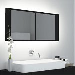 Dulap de baie cu oglinda si LED vidaXL, negru, 100x12x45 cm acril, 10.5 kg