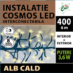 Instalatie sir cluster, 400 led, alb cald, cu joc, 6 m+3 m cablu alimentare , interior/exterior, transformator IP44, Arabesque