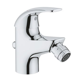 Baterie bideu Grohe Start Curve, monocomanda, 1/2'', cartus ceramic, limitator debit, set evacuare cu tija, marimea S, Crom, Grohe