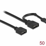 Cablu de conectare RGB cu 3 pini pentru iluminare LED RGB/ARGB la 2 x 3 pini 0.5m, Delock 86001, Delock