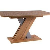 Masa extensibila GULIAN, stejar/negru, PAL laminat/lemn, 140/180x90x76 cm