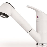 Baterie de bucatarie Pyramis FESTIVO Snow, cartus ceramic, monocomanda, dus extractibil, finisaj pyragranit, alb Baterie de bucatarie Pyramis FESTIVO Snow, cartus ceramic, monocomanda, dus extractibil, finisaj pyragranit, alb