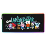 Mousepad profesional pentru gaming si birou BT 21 cu LED, 14 moduri de iluminare, alimentare prin USB, model XL, antiderapant, impermeabil, 90x40 cm, BT21