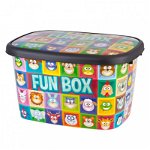 Cutie depozitare pentru copii 50 litri Fun Box multicolor cu animalute, Snuza
