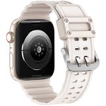 Accesoriu smartwatch Curea plastic Triple Protection compatibila cu Apple Watch 4/5/6/7/8/SE/Ultra 42/44/45/49mm Bej, OEM