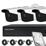 Hikvision Kit supraveghere 4 Camere Exterior FULLHD IR 40m cu HDD 500 GB INCLUS, N/A