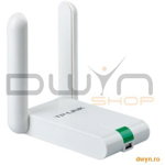 TP-LINK Placa Retea Wireless USB 300Mbps High Gain, 802.11n Draft 2.0,QSS, 2.4GHz, cablu 1,5m, TP-LINK