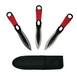 Set trei cutite de aruncat, Red Fury, otel inoxidabil, 19 cm, husa inclusa