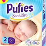 Scutece Pufies Sensitive 2 mini, Maxi Pack, 74 buc