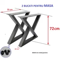 Set picioare pentru  masa din metal, negru,72 cm,