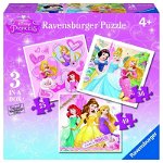 Ravensburger - Puzzle Printesele Disney, 3 buc in cutie, 25/36/49 piese