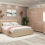 Dormitor MATERA, configuratia MAT3, Oak, Cappuccino Gloss, piele eco Cappuccino, Tamos