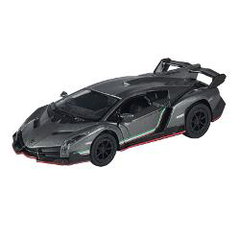 Masinuta Metal Lamborghini Veneno, Goki, usi functionale, sistem pull-back, multicolor, scara 1:36