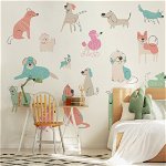 Tapet Happy Dogs M, Blush Pink, Origin Murals, 300x240cm 