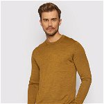 Selected Homme, Pulover tricotat fin din amestec de lana cu tehnologie Coolmax®, Maro nisip, M