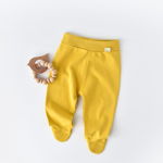 Pantaloni cu botosei - bumbac organic galben pal (marime: 0-3 luni), BabyJem