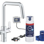 Baterie de bucatarie Grohe Blue Pure Start 30594000, 3/8'', filtrare apa, pipa inalta, tip U, pivotanta, 3000 l filtru inclus, contor, Crom