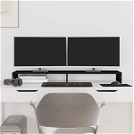 vidaXL Suport pentru monitor, negru, 100x27x10 cm, lemn masiv de pin, vidaXL
