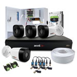 Sistem supraveghere exterior complet Acvil Pro ACV-C4EXT20-5MP-V2, 4 camere, 5 MP, IR 20 m, 2.8 mm, PoS, audio prin coaxial