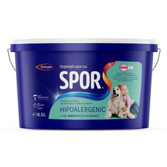 Vopsea lavabila alba Spor Hipoalergenic, de interior, 8.5 L, aspect mat