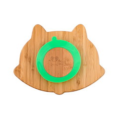 Farfurie vulpita Oaki din bambus organic cu baza tip ventuza Verde, Oaki