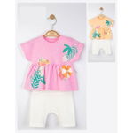 Set tricou de vara cu pantalonasi pentru fetite, Tongs baby (Marime: 12-18 luni, Culoare: Somon)