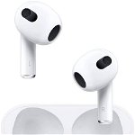 Casti True Wireless Apple AirPods (3rd generation), IPX4, Microfon, Lightning charging case (Alb), Apple